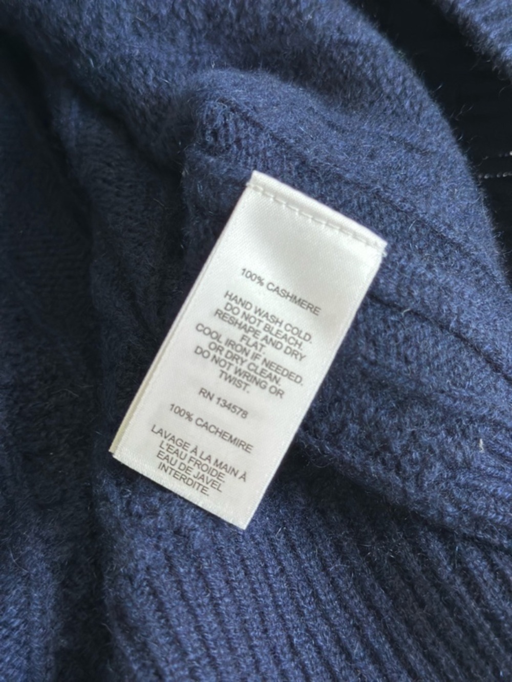 Vineyard Vines Navy Cable-Knit Crewneck Cashmere Sweater - Men's - Picture 5 of 5